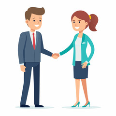 Wall Mural - Shaking hands, businesspeople white background in a vector illustration