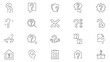© RI Rafiq - Question line icon set. Problem, confusion, asking, questioning, question mark, ask, help, speech, button, chat, quiz question, problem solve line icon collection. UI thin line icon pack.