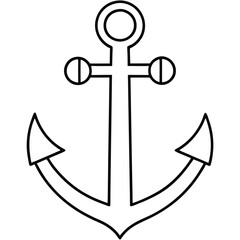 Canvas Print - Nautical Anchor Line Art Vector Silhouette Design.