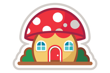 Wall Mural - whimsical mushroom house sticker R.eps