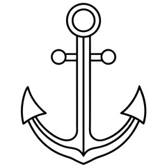 Canvas Print - Nautical Anchor Line Art Vector Silhouette Design.