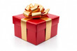 © -=RRZMRR=- - red present gift box with golden ribbon isolated on white background