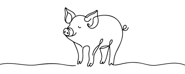 Pig continuous one line drawing vector illustration