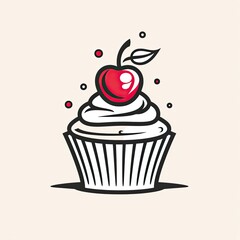 Sticker - Cute Cupcake With Cherry Sweet Design