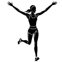 Poster - a woman running with her arms stretched out wide. She is wearing a sports bra and shorts, and her hair is tied back in a ponytail