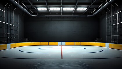 Wall Mural - hockey stadium illuminated against a dark backdrop in a dramatic studio setting