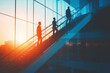 © Dzmitry - Business professionals ascend a modern staircase during a bright morning in a contemporary corporate setting