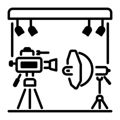 Canvas Print - An outline icon of movie studio equipment 