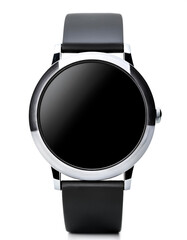 smartwatch with black screen isolated on white background