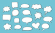 © Anna Shalygina - Speech bubbles vector set. Isolated design elements for text, thought, dialogue, conversation. Hand drawn doodle communication frames. Cloud, round and oval, heart, square and rectangular shapes