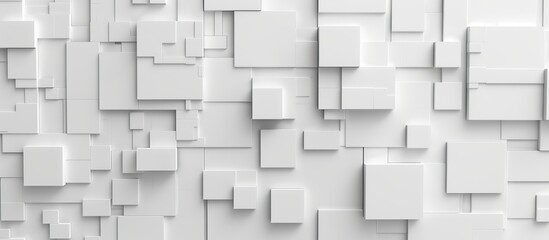 Wall Mural - Abstract white background with boxes and blocks 3D rendering.