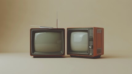 Wall Mural - a vintage television with a cracked display