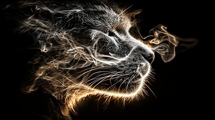 Wall Mural -   A photo of a cat with smoke rising from its forehead