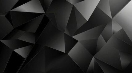 Wall Mural - An abstract black white dark gray background with geometric pattern shapes, lines, triangles, and polygons. Gradient. Shadow. Matte. 3D effect, rough grain grunge. Product design. Template.