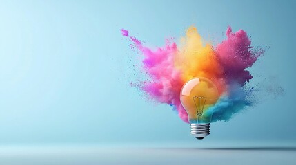   Blue sky lightbulb with colored powder