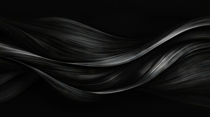 Wall Mural -   Black-and-white photograph of wavy waves on black background