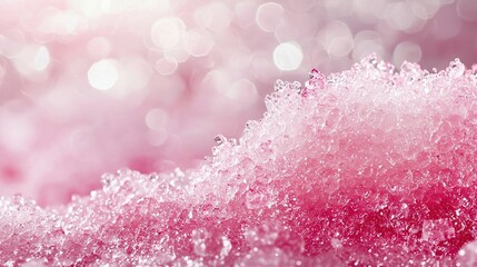 Poster -   Close-up of pink and white background with tiny water bubbles on top