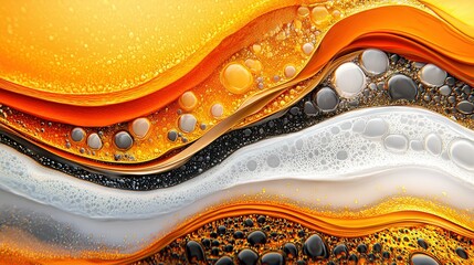 Wall Mural -   An abstract depiction of water, featuring shades of yellow and white, with overlapping bubbles at the bottom