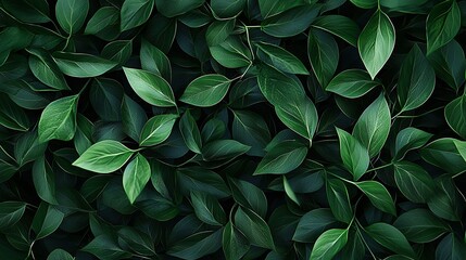 Wall Mural -   Close-up photo of numerous green foliage on a brick wall, featuring a lush centerpiece green plant