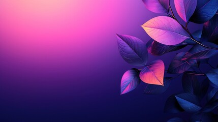 Canvas Print -   A detailed shot of a purple and pink backdrop with numerous leaves occupying the frame's left half