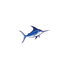 Wall Mural - Simple black symbol on white background. Marlin Fish, Swordfish