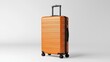 © DZMITRY - Three-dimensional rendering of baggage or luggage and a regular orange polycarbonate mockup isolated on a white transparent background. Front view of the bag