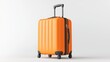© DZMITRY - 3D rendered travel concept of orange polycarbonate suitcase isolated on white transparent background.