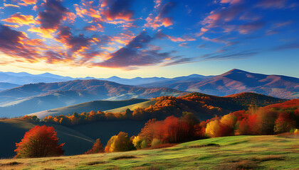 Autumn hills beauty, a symphony of nature and color.