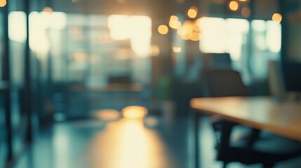 Wall Mural - abstract blurred image of an office interior at night showcasing a blurry working space with a defoc