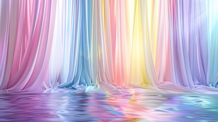 Wall Mural - Pastel Curtain Drapery with Light Reflection