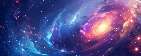 abstract galaxy with swirling stars and vibrant colors, cosmic wonder, vector illustration for t-shi