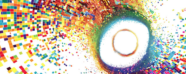 Wall Mural - abstract pixel spiral pattern pixel art on white isolated background, vector design.