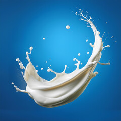 milk cream, splash, splatter, blue background