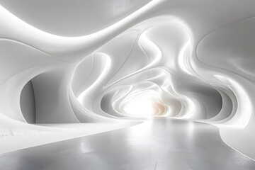 Canvas Print - Ethereal White Abstract Space with Flowing Forms and Soft Light