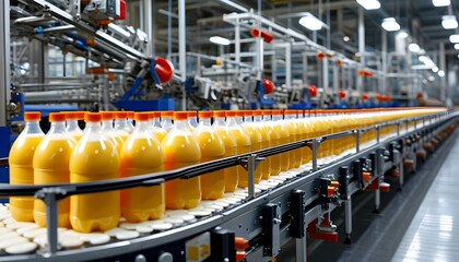 Automated conveyor line for efficient packaging of dairy products in a modern factory setting