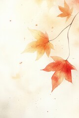 Wall Mural - Watercolor illustration of suspended autumn leaves in a soft, minimalistic style. Includes copy space.