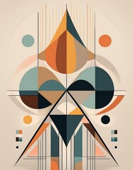Wall Mural - Minimalistic Bauhaus Style Poster with Geometric Composition Graphic Art Illustration
