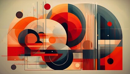 Wall Mural - Minimalistic Bauhaus Poster Featuring Geometric Shapes and Balanced Composition Graphic Art Illustration