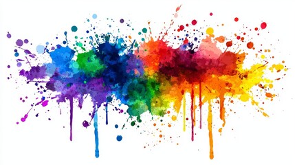 Poster - A modern, trendy design with bright, colorful watercolor splashes and brush strokes on a white background.