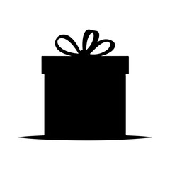 gift box silhouette vector black color silhouette solid white background 