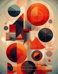 Wall Mural - Modern Bauhaus Poster with Geometric Shapes and Balanced Composition Graphic Art Illustration