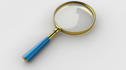 3d modern icon depicting a magnifying glass for discovery, research, and search.