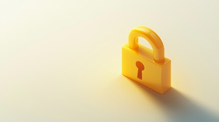 An image of this modern yellow padlock is perfect for themes of safety, privacy, and secure access. It features a vibrant color, simple design, and represents modern security and protection.