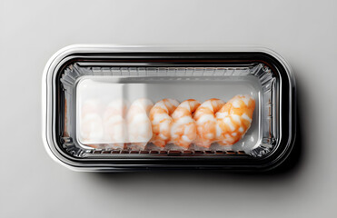 Plastic disposable food container mockup, transparent lid, isolated