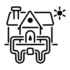 Sticker - A line icon of a geothermal system 