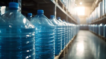 Drinking water plant warehouse product storage room inventory waiting for logistic ship to market process