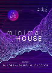 Wall Mural - Edm Design. Electro Cover. Violet Techno Poster. Blue Night Club Banner. Dance Flyer. Dj Festival Template. Soundwave Beat Invitation. Pink Edm Design