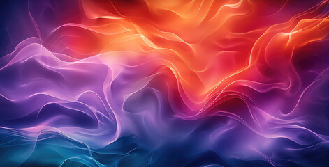 Fototapete - A dynamic and bold background filled with rich, saturated colors vivid purples, fiery reds, and electric greens blending in soft transitions. Generative AI.