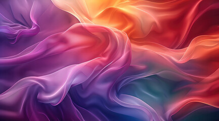 Fototapete - A dynamic and bold background filled with rich, saturated colors vivid purples, fiery reds, and electric greens blending in soft transitions. Generative AI.