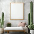 © Сергій Андріюк - Mock up poster frame in hipster interior background, 3d render
